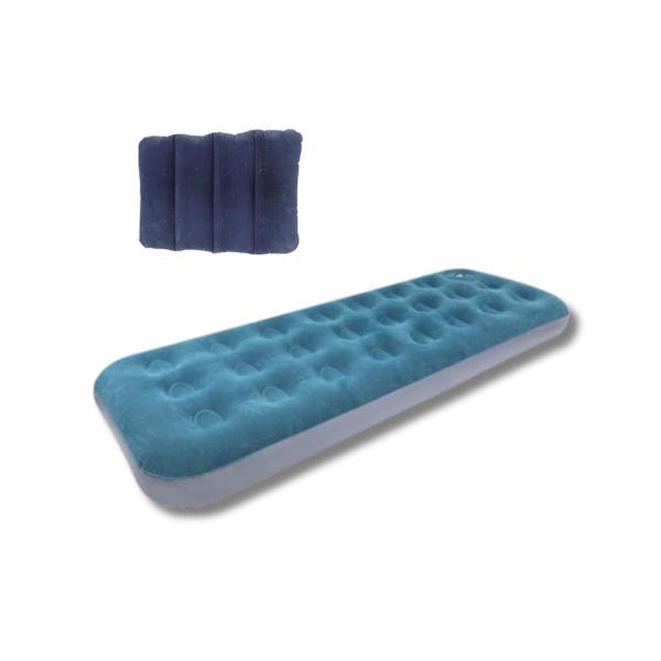 Colchão Inflável Solteiro Com Inflador Embutido + Travesseiro - OMEGA Imagem de Colchão Inflável Solteiro Com Inflador Embutido + Travesseiro