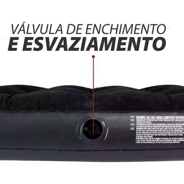 Imagem de Colchão Inflável Solteiro Deluxe Confort Preto 1,91m x 73cm x 22cm Suporta 150kg Kit Reparo - Bel