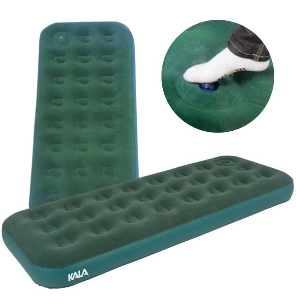 Colchao Inflavel Solteiro Kala com Inflador de Pe Cor Verde Camping Pesca Imagem de Colchao Inflavel Solteiro Kala com Inflador de Pe Cor Verde Camping Pesca