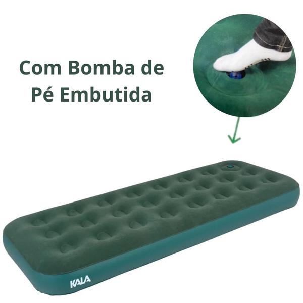Colchao Inflavel Solteiro Kala com Inflador de Pe Cor Verde Camping Pesca Imagem de Colchao Inflavel Solteiro Kala com Inflador de Pe Cor Verde Camping Pesca