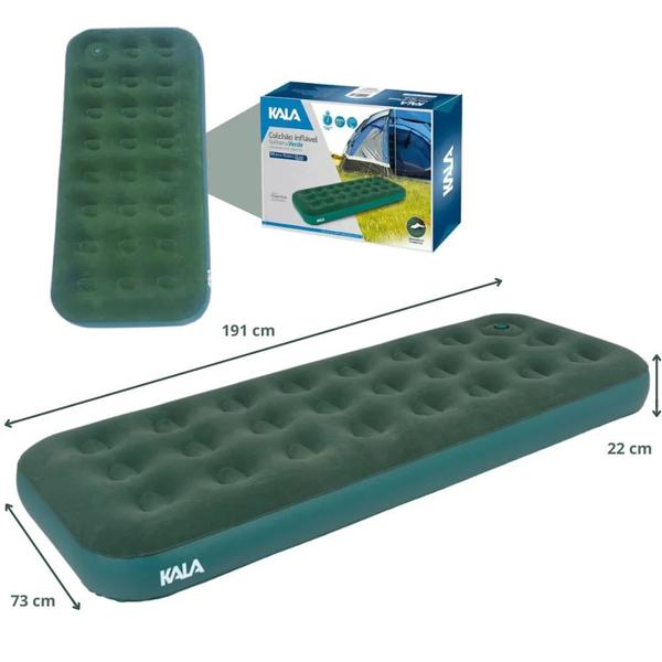Colchao Inflavel Solteiro Kala com Inflador de Pe Cor Verde Camping Pesca Imagem de Colchao Inflavel Solteiro Kala com Inflador de Pe Cor Verde Camping Pesca