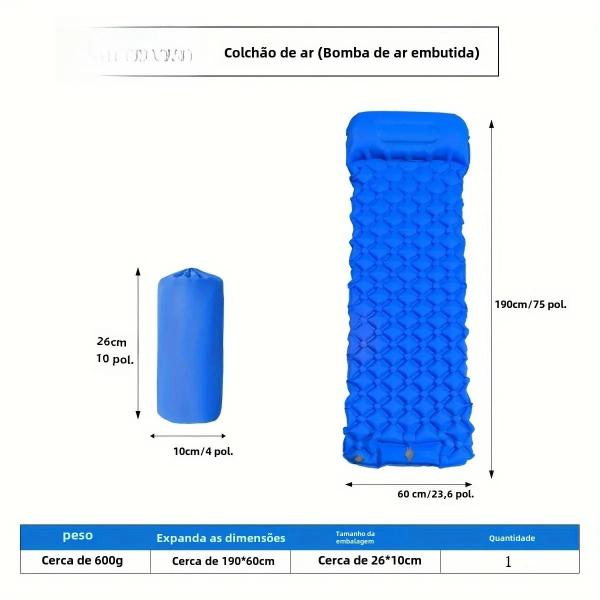 Imagem de Colchão Inflável Ultraleve para Camping com Bomba e Travesseiros Integrados