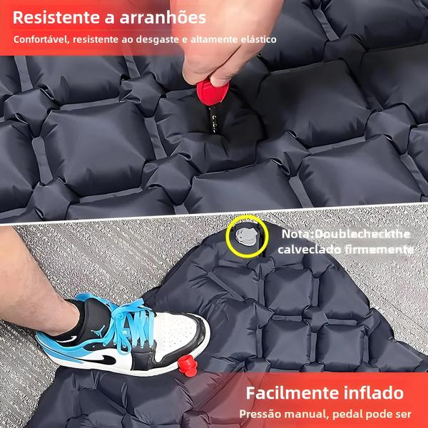 Imagem de Colchão Inflável Ultraleve para Camping com Travesseiro e Bomba Embutida