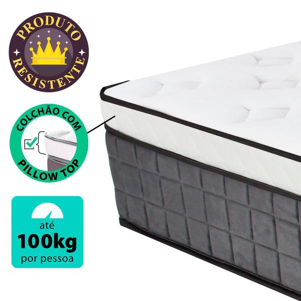 Imagem de Colchão King Molas Ensacadas Espuma D33 Firme e Pillow de Visco Power Sleep 193x203cm - BF Colchões