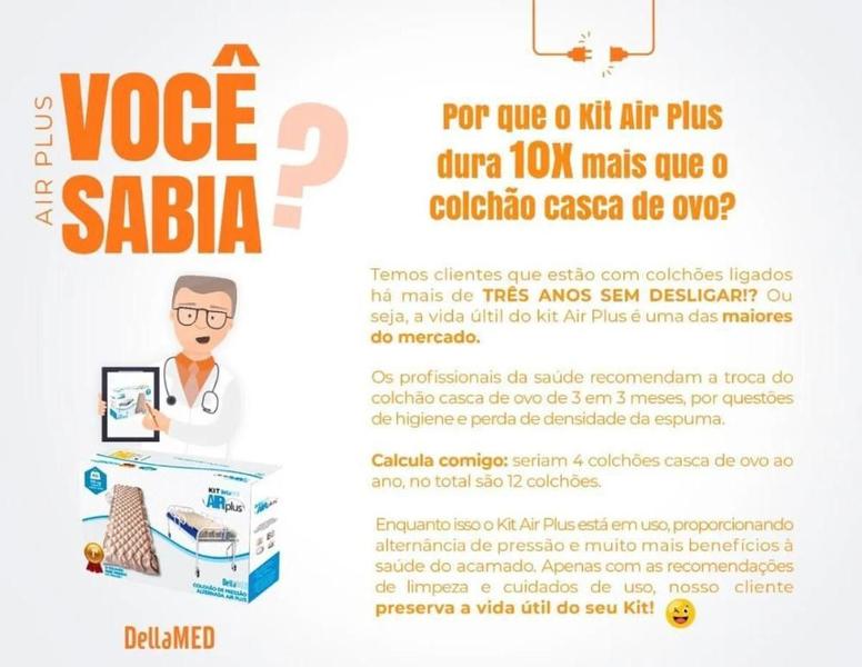 Imagem de Colchao pneumatico air-plus caixa de ovo anti escaras com bomba 110v