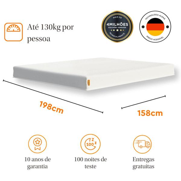 Imagem de Colchão Queen de espuma D28 Emma Basics 17cm - Ortopédico e Hipoalergênico com 5 anos de garantia