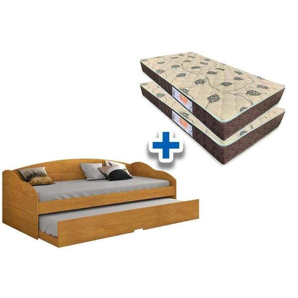 Imagem de Colchão Solteiro D28 Comfortpedic (2un) + Sofá Cama Funny II Cinamomo