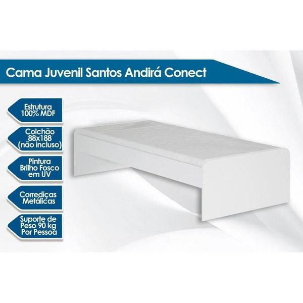 Colchão Solteiro Pérola Polar (1un) + Cama Conect Branco - Santos Andirá Imagem de Colchão Solteiro Pérola Polar (1un) + Cama Conect Branco