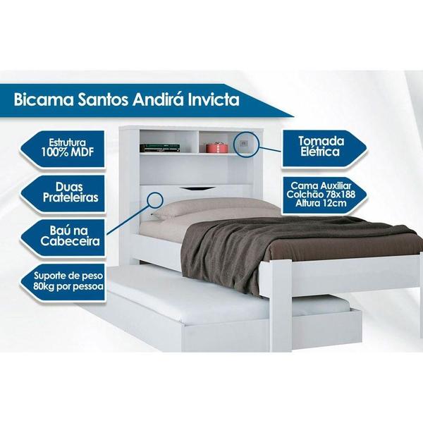 Imagem de Colchão Solteiro Physical Ortobom (2un) + Bicama Invicta Branco