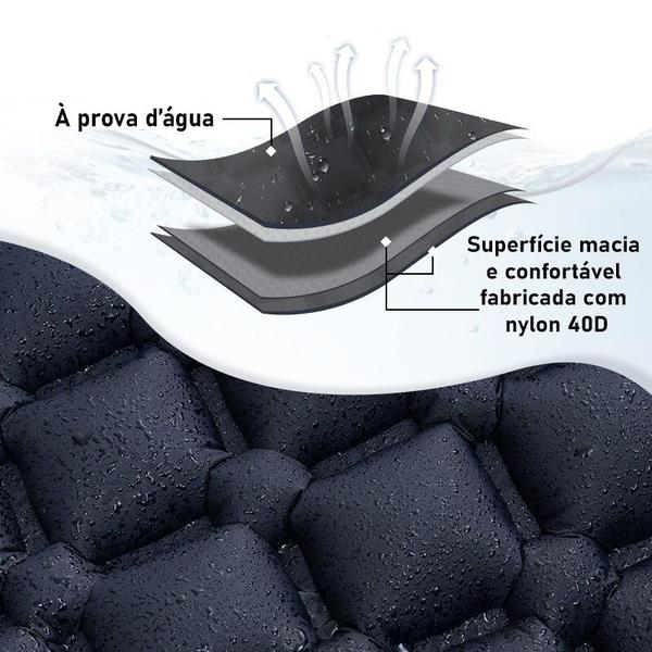 Imagem de Colchonete auto-inflável com travesseiro para camping acampamento leve compacto solteiro com bomba embutida azul