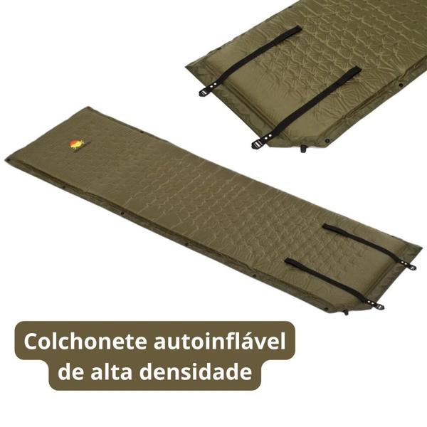 Imagem de Colchonete Autoinflavel Solteiro Smart Compacto para Camping Guepardo Verde