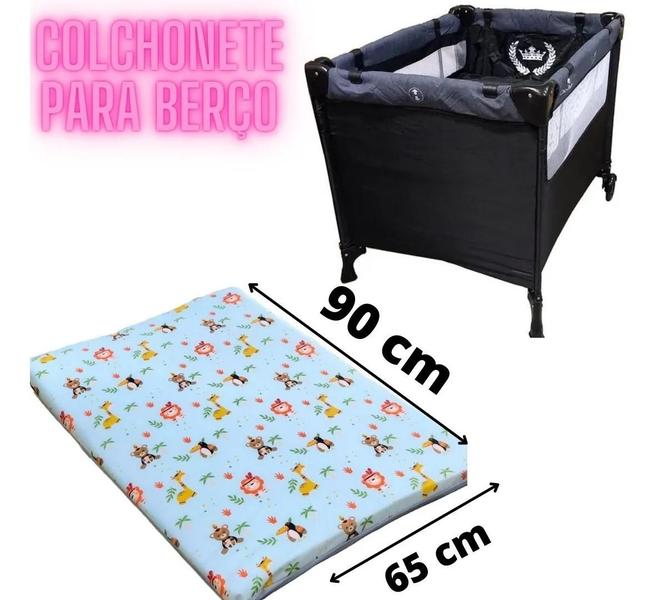 Imagem de Colchonete Infantil P/ Berço Desmontável / Universal 90x65x5 SAFARI JOLI