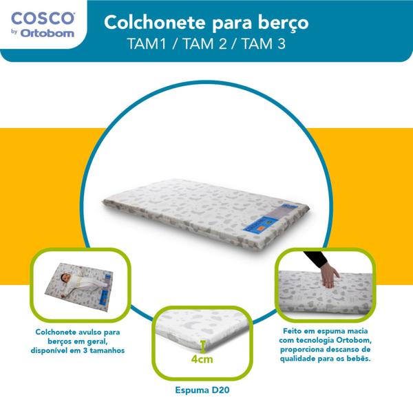 Imagem de Colchonete para berço tam 1 (88x52x4) branco - cosco