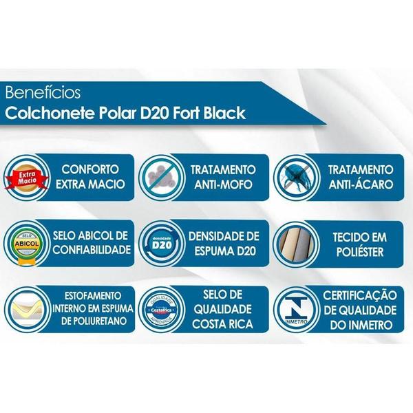 Imagem de Colchonete Polar D20 Fort Black INMETRO Solteiro 78x188