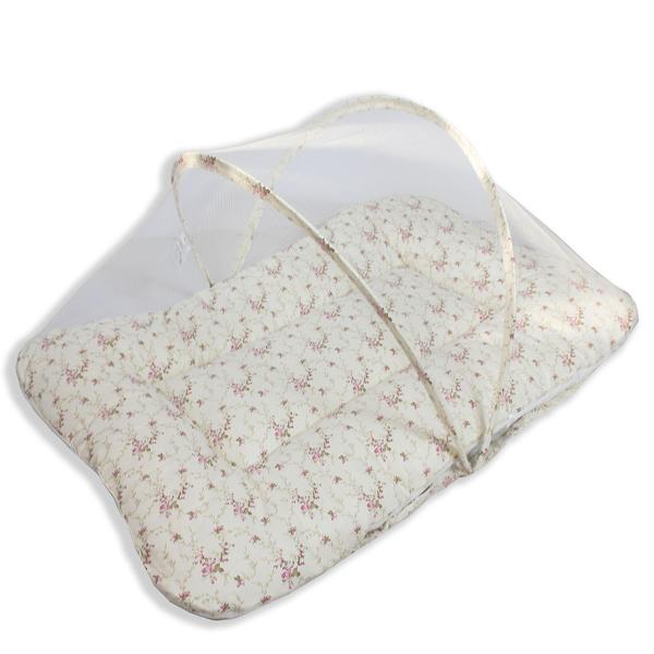 Imagem de Colchonete Portátil Para Bebê com Mosquiteiro - Floral Rosa