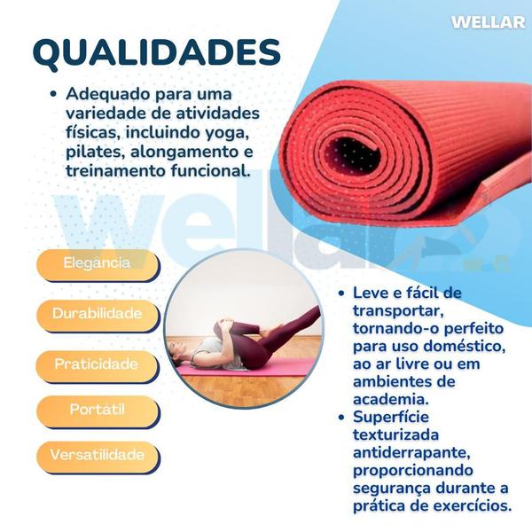 Imagem de Colchonete Tapete Yoga Ginástica Pilates Abdominal Fitness Academia