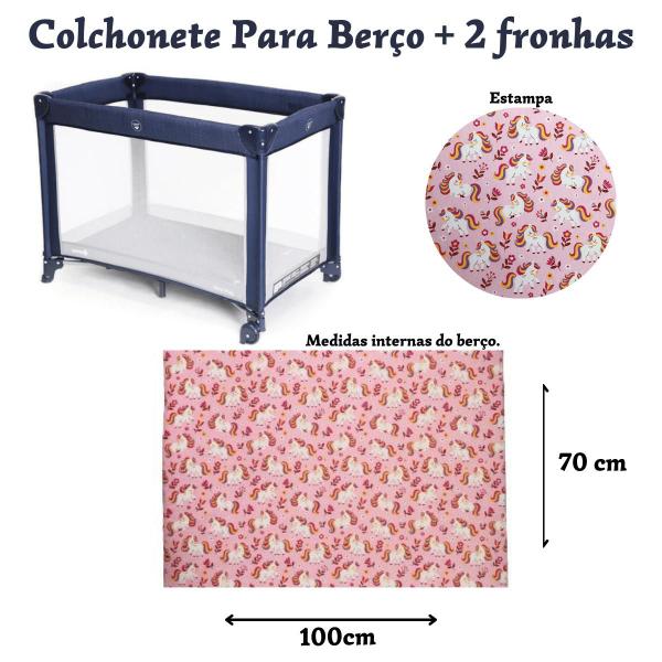 Imagem de Colchonete Universal Macio Berço Desmontavel + 2 Fronhas