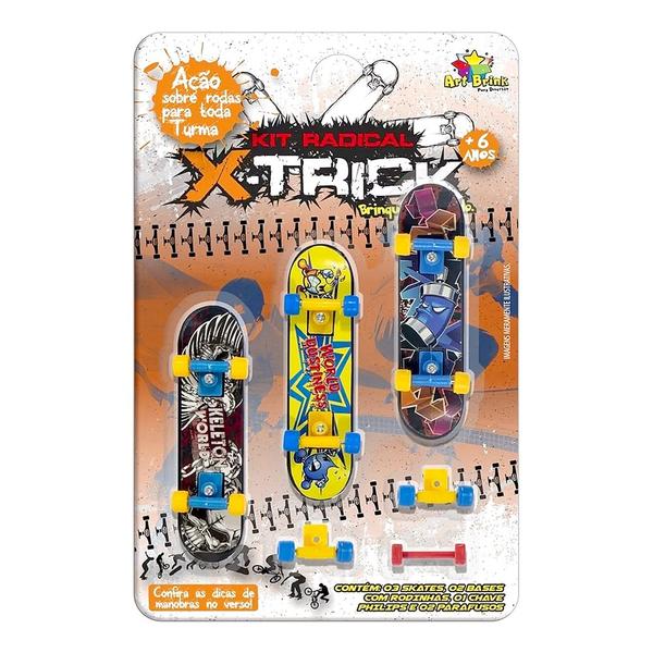 Imagem de Coleção 3 Skate de Dedo em Miniatura + Peças Reserva X Trick Radical Art Brink