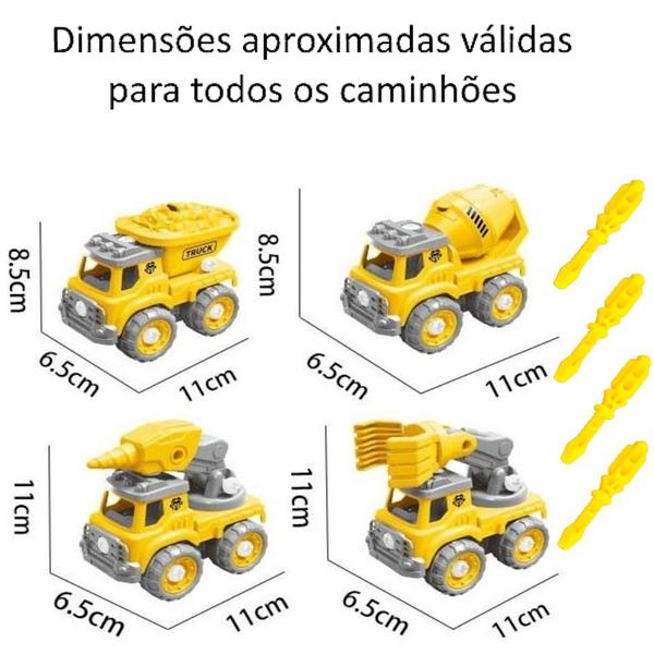 Imagem de Coleção 4 Caminhões de Montar Tratores Escavadeira e Caçamba