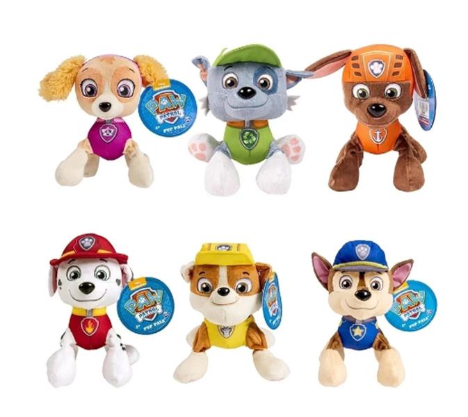 Coleção 6 Bonecos Pelúcia Patrulha Canina Musical Infantil