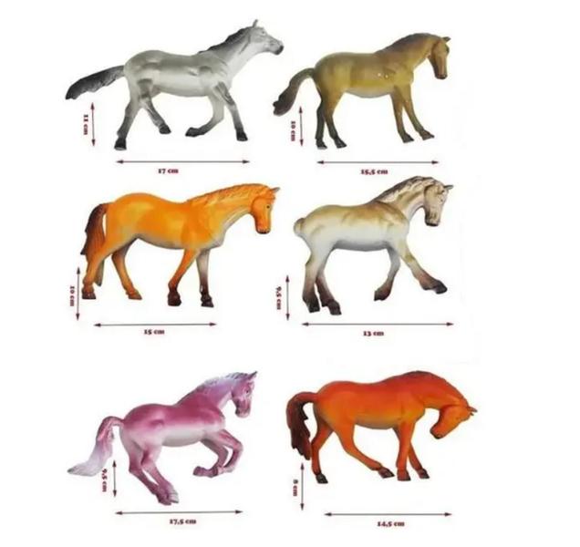 Imagem de Coleção 6 Miniaturas Cavalos Selvagens Animais de Brinquedo em Borracha - Wild Horse