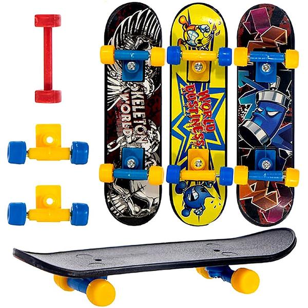 Imagem de Coleção 6 Skate de Dedo em Miniatura + Peças Reserva X-Trick Radical Art Brink