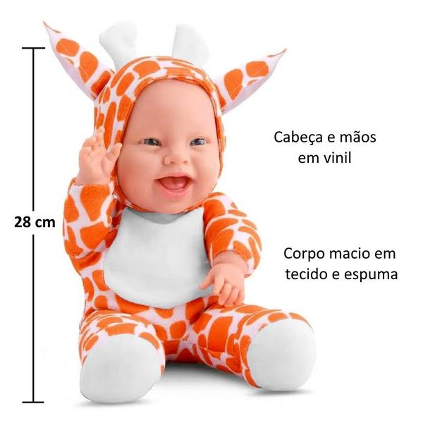 Imagem de Coleção com 3 Bonecas do Safari Babilina Planet Bebês Zebra Leão e Girafa Bambola