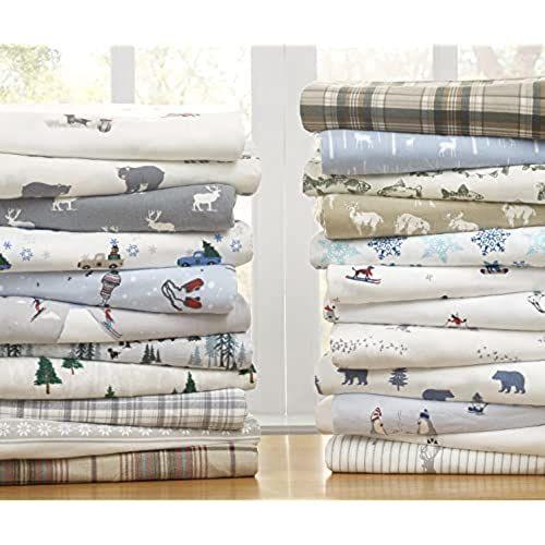 Imagem de Coleção Flannel - Conjunto de lençóis de algodão, pré-encolhido e escovado para suavidade extra, conforto e sensação aconchegante, King, Bear Family