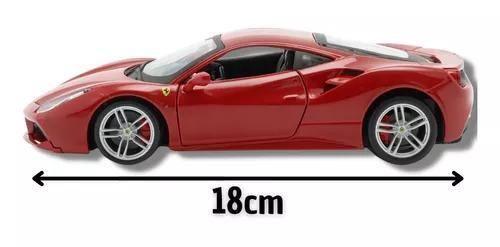 Imagem de Coleção Miniatura De Ferro Ferrari 488 GTB 18cm 1:24 Burago