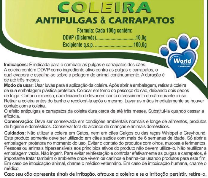 Imagem de Coleira Antipulgas E Carrapatos Dugs 3 Meses De Proteção Para Cães 56cm World Veterinária