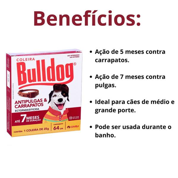 Imagem de Coleira Bulldog Antipulgas e Carrapatos para Cães Coveli