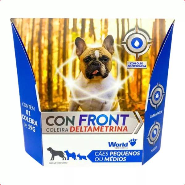 Coleira Con Front Deltametrina 19g Cães Peq. / Medio - World - WORLD VET Imagem de Coleira Con Front Deltametrina 19g Cães Peq. / Medio - World