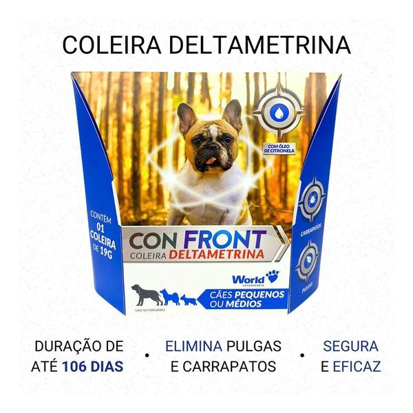 Coleira Con Front Deltametrina 19g Cães Peq. / Medio - World - WORLD VET Imagem de Coleira Con Front Deltametrina 19g Cães Peq. / Medio - World
