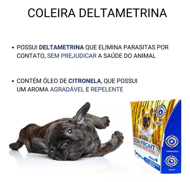 Coleira Con Front Deltametrina 19g Cães Peq. / Medio - World - WORLD VET Imagem de Coleira Con Front Deltametrina 19g Cães Peq. / Medio - World