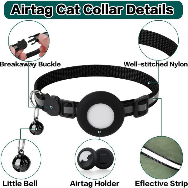 Imagem de Coleira de gato Dgerp Airtag Breakaway Reflective com Apple Air Ta