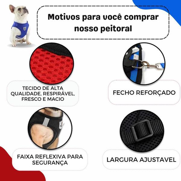 Imagem de Coleira Peitoral Para Cachorro Pet Colete Refletivo + Guia