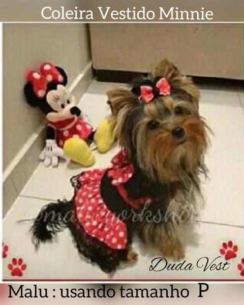 Imagem de Coleira Pet Vestido Minnie Vermelho Tam: P