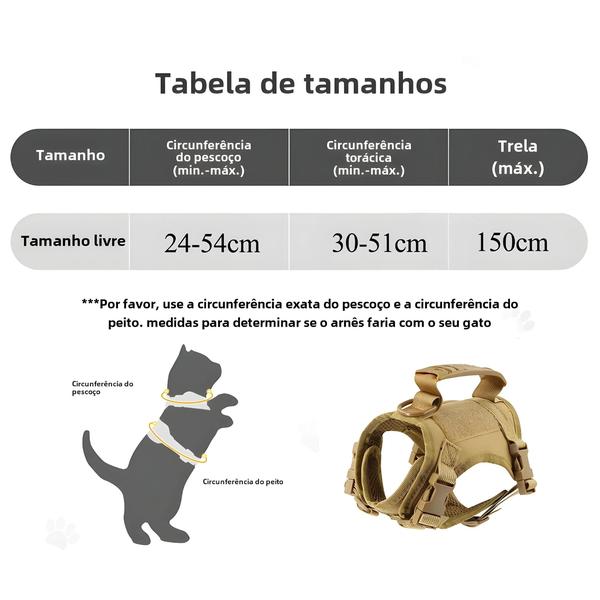 Imagem de Coleira Tática Ajustável para Cães e Gatos - Colete K9 para Treinamento e Serviço Militar