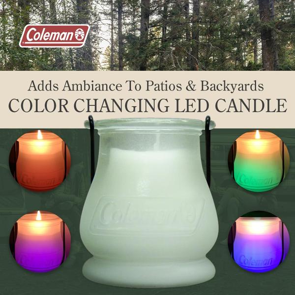 Imagem de Coleman Color Changing LED Candle - Citronella Candle, Outdoor Candle - 8 oz (Encaixotado)