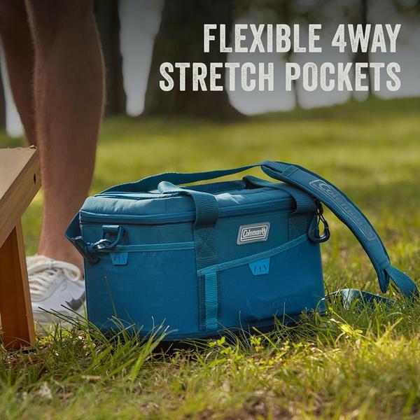 Imagem de Coleman SPORTFLEX Soft Cooler com bolsos de malha stretch de 4 vias, bolsos laterais de alongamento ativos expansíveis, saco mais frio, refrigerador de lado macio, saco de almoço isolado, refrigerador de acampamento