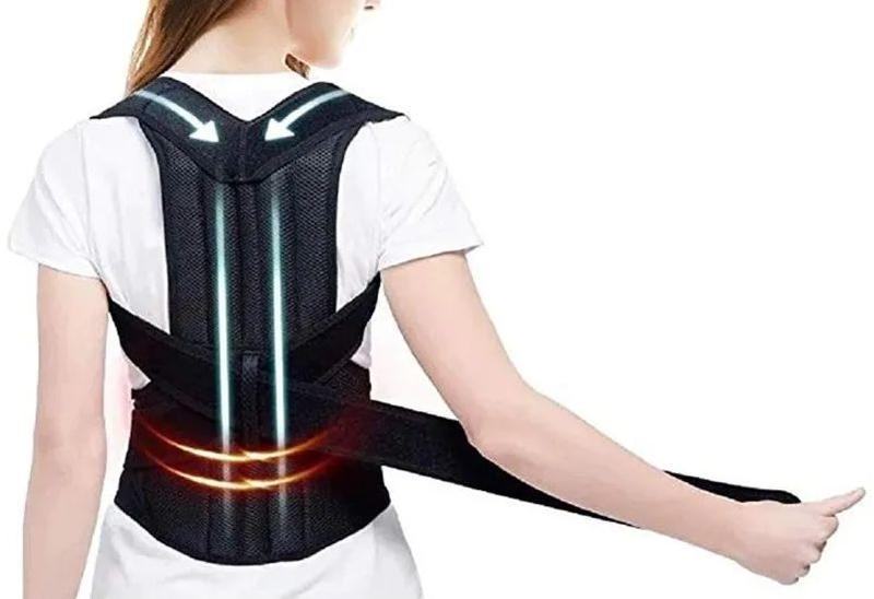 Imagem de Colete Cinta Postural Feminina Corretor Postura Coluna Costas Ajustável Forte Neoprene Preto 0285