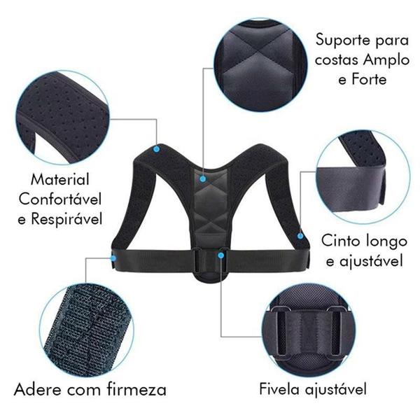 Colete Corretor Postural Suporte Ajustável Unissex Ajeita Coluna - Mundo Thata Imagem de Colete Corretor Postural Suporte Ajustável Unissex Ajeita Coluna