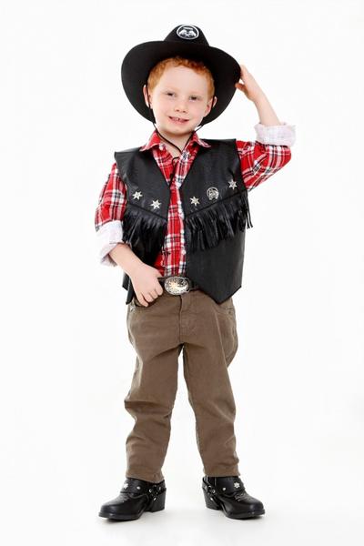 Imagem de Colete Cowboy E Chapeu Infantil Unissex, Country Kit 2 Peças Preto