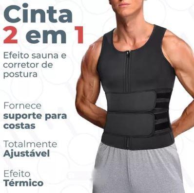 Imagem de Colete De Compressão Cinta Power Masculina Abdominal Peito e Costas Postura mastopexia