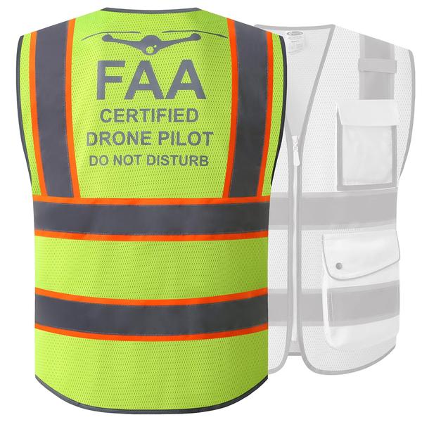 Imagem de Colete de segurança JKSafety FAA Licenciado por Drone Pilot Hi-Vis Yellow