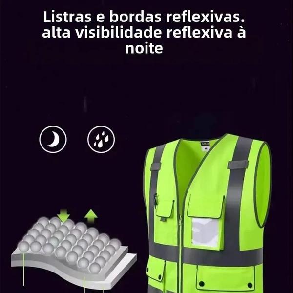 Imagem de Colete de Segurança Reflexivo e Respirável para Mineiros - Com Vários Bolsos