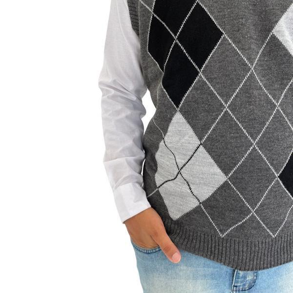 Imagem de Colete Escocês Masculino Tricô Alta Qualidade Pullover