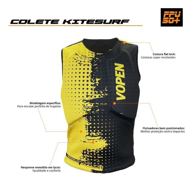 Colete Flutuador Kite Kitesurf Windsurf Wakeboard Neoprene - VOPEN Imagem de Colete Flutuador Kite Kitesurf Windsurf Wakeboard Neoprene
