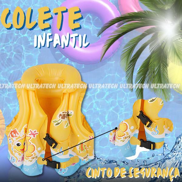 Imagem de Colete Inflável Infantil Fundo do Mar Flutuador Salva Vidas Piscina Verão - ENVIO IMEDIATO