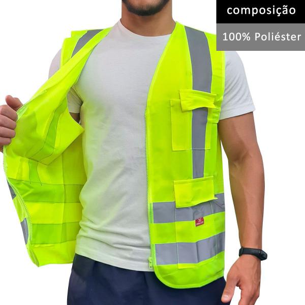 Imagem de Colete Refletivo Com 4 Bolsos Amarelo Fluorescente Steelflex